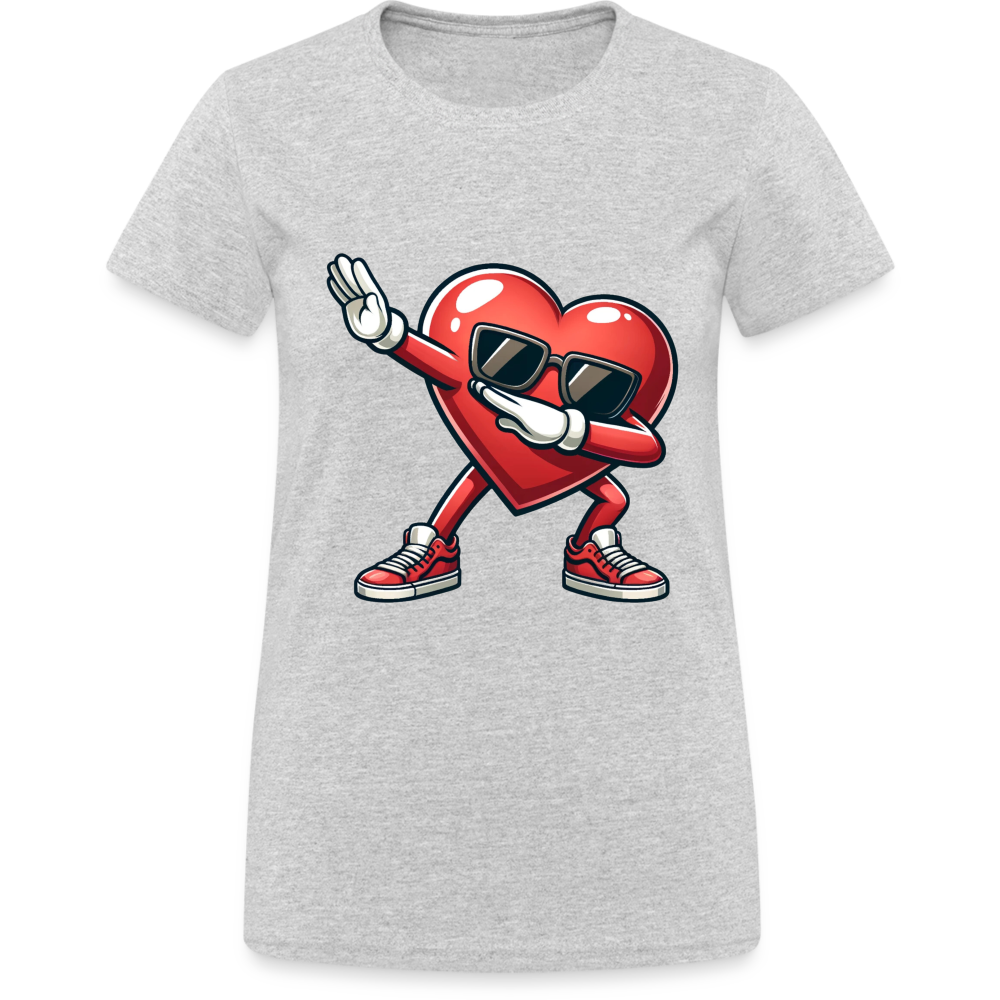 Dabbing Heart Damen T-Shirt - Grau meliert