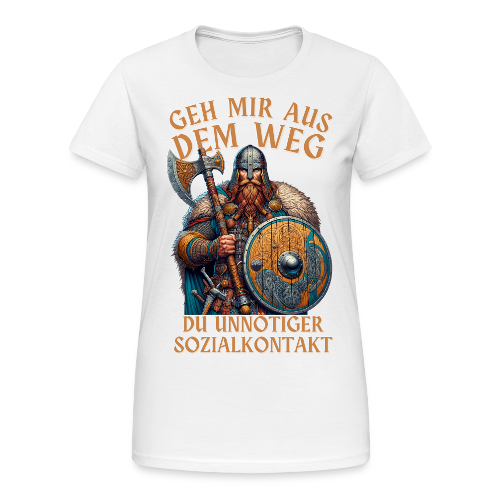 Geh mir aus dem Weg, du unnötiger Sozialkontakt Wikinger Damen T-Shirt - Weiß