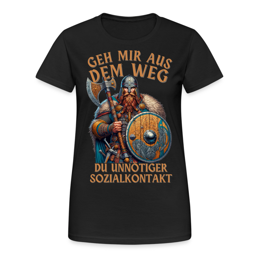 Geh mir aus dem Weg, du unnötiger Sozialkontakt Wikinger Damen T-Shirt - Schwarz