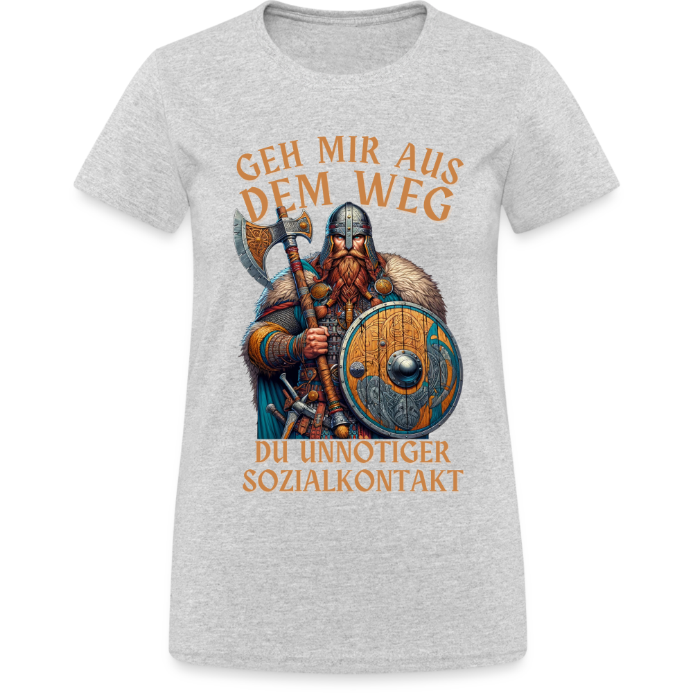 Geh mir aus dem Weg, du unnötiger Sozialkontakt Wikinger Damen T-Shirt - Grau meliert