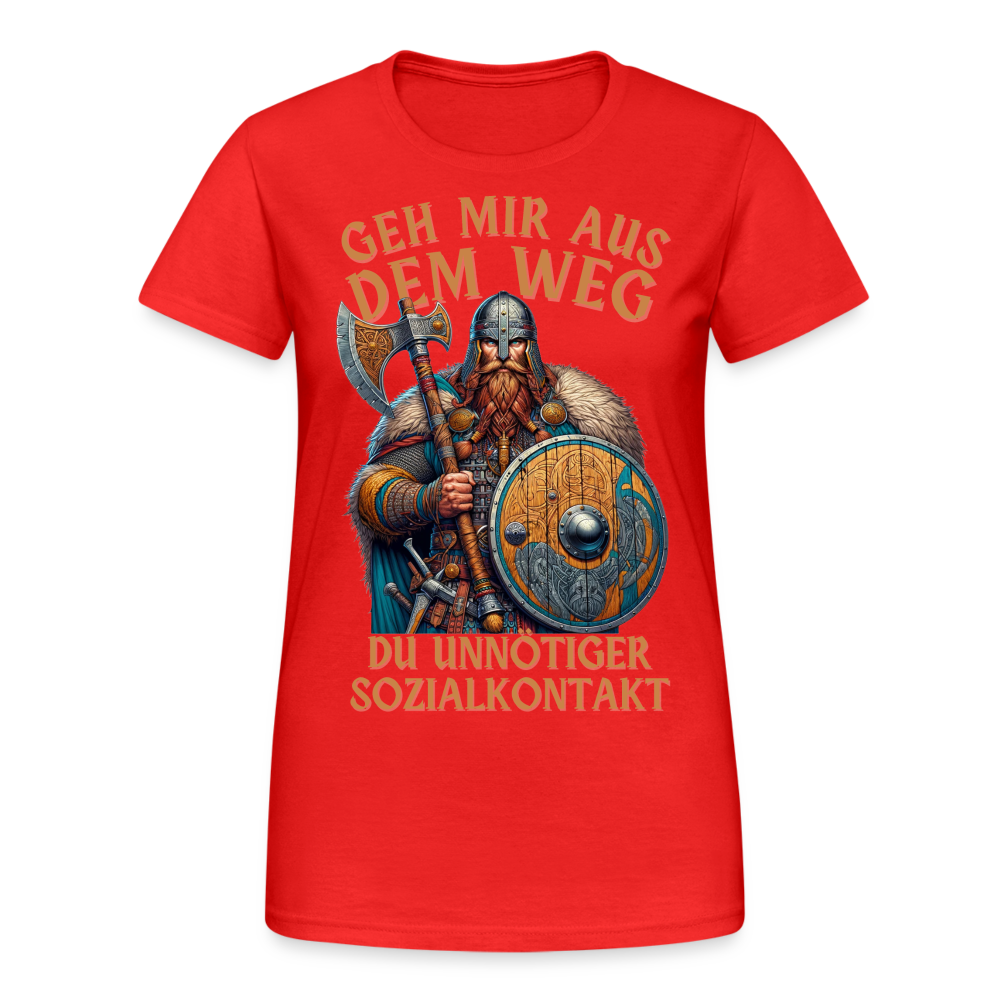 Geh mir aus dem Weg, du unnötiger Sozialkontakt Wikinger Damen T-Shirt - Rot