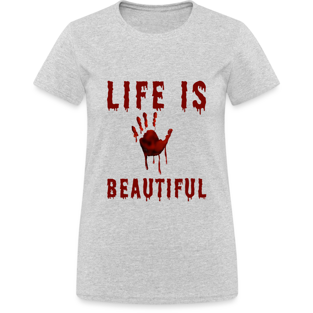 Life is Beautiful Damen T-Shirt - Grau meliert