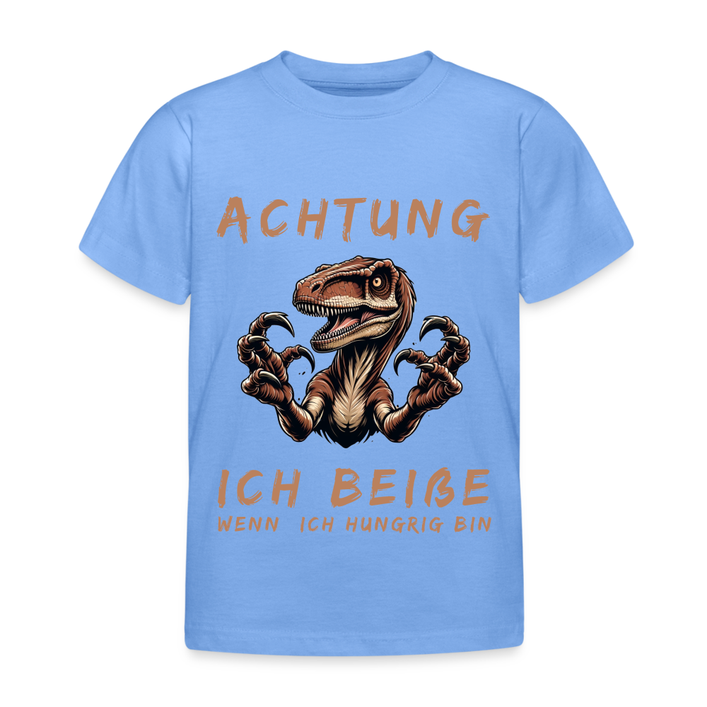 Achtung, ich beiße, wenn ich hungrig bin - Dinosaurier Kinder T-Shirt - Himmelblau