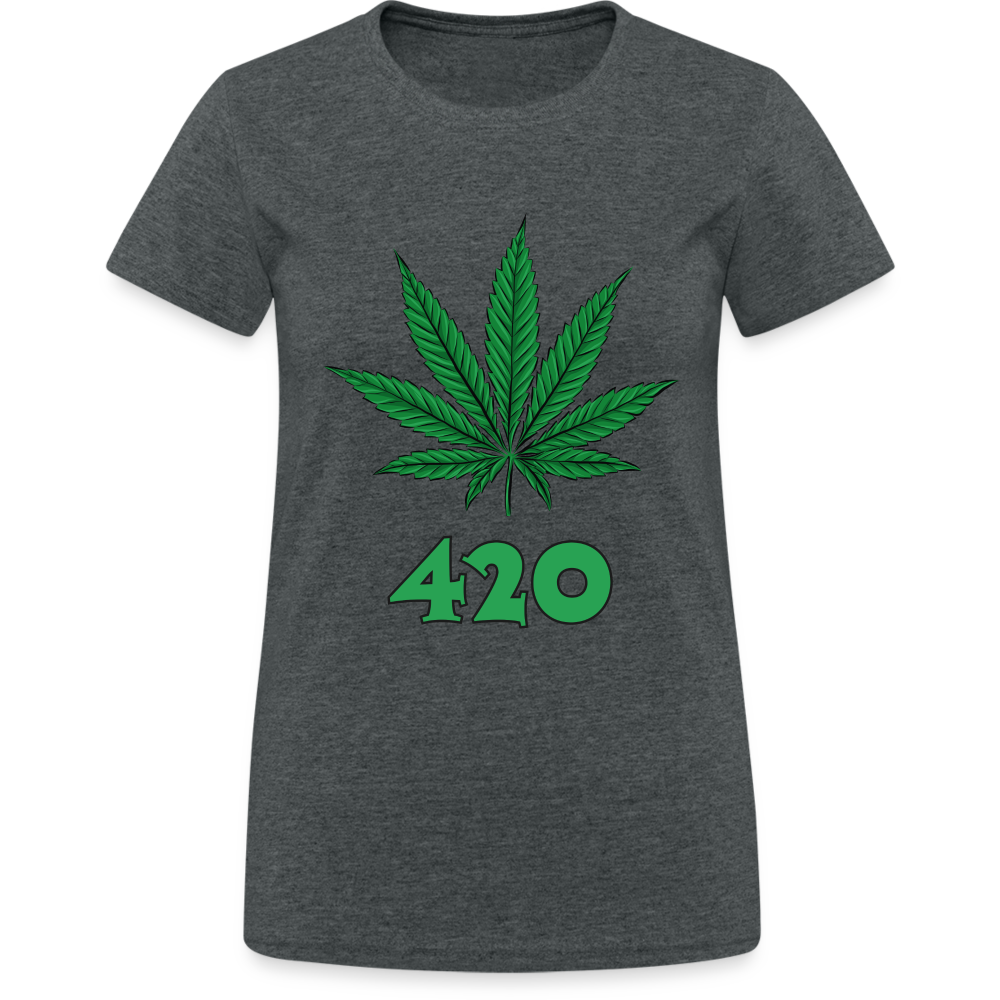 Cannabis 420 Damen T-Shirt - Dunkelgrau meliert