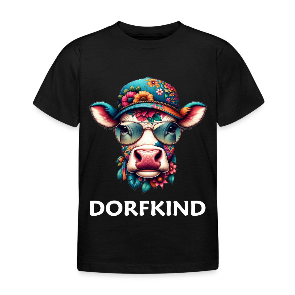 Dorfkind bunte Kuh Kinder T-Shirt - Schwarz