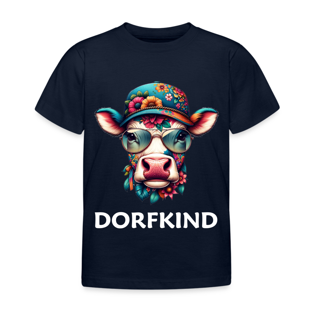 Dorfkind bunte Kuh Kinder T-Shirt - Navy