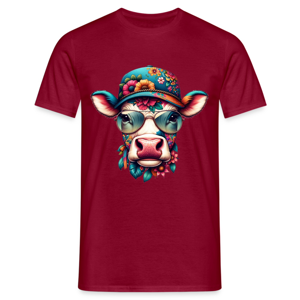 Bunte Kuh Herren T-Shirt - Ziegelrot