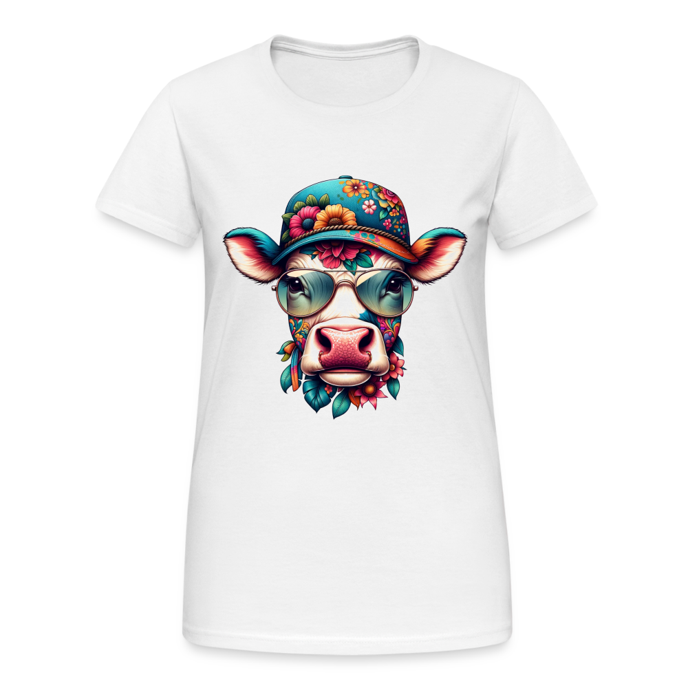 Bunte Kuh Damen T-Shirt - Weiß