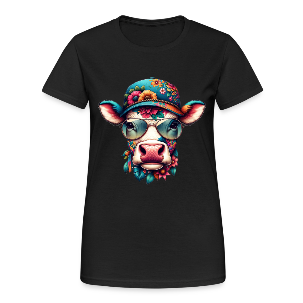 Bunte Kuh Damen T-Shirt - Schwarz