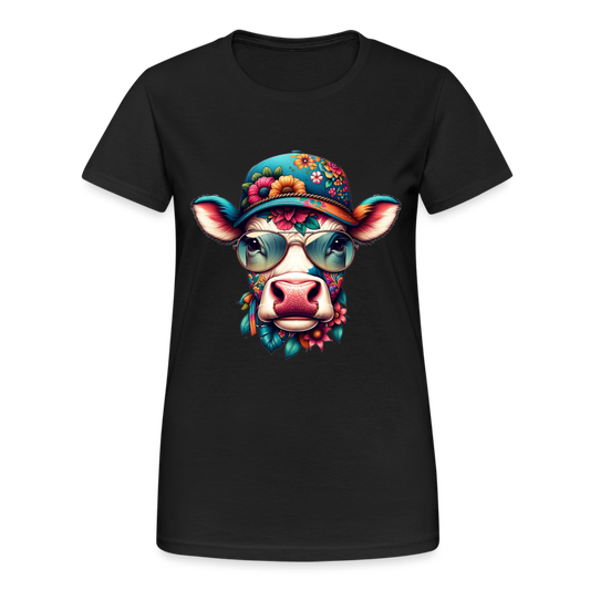 Bunte Kuh Damen T-Shirt - Schwarz