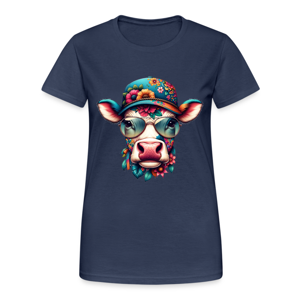 Bunte Kuh Damen T-Shirt - Navy