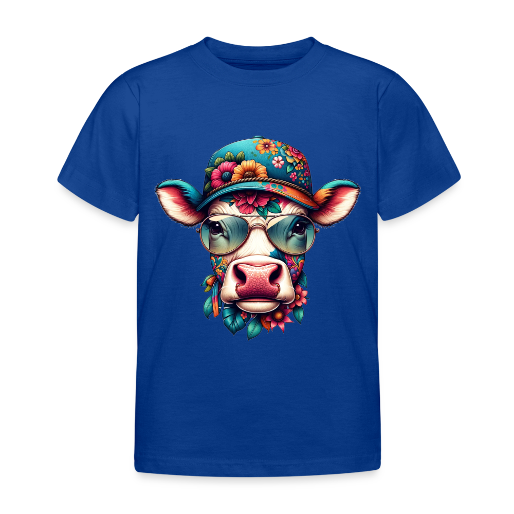 Bunte Kuh Kinder T-Shirt - Royalblau
