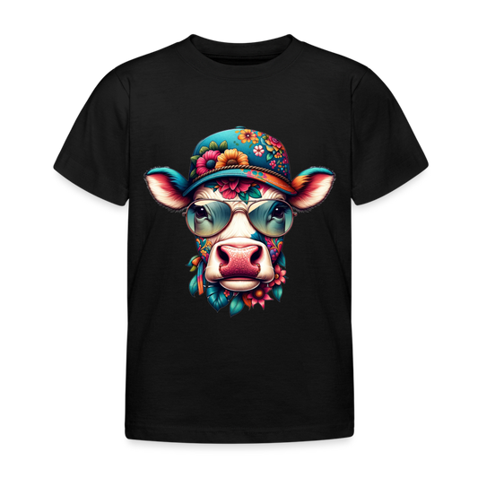 Bunte Kuh Kinder T-Shirt - Schwarz