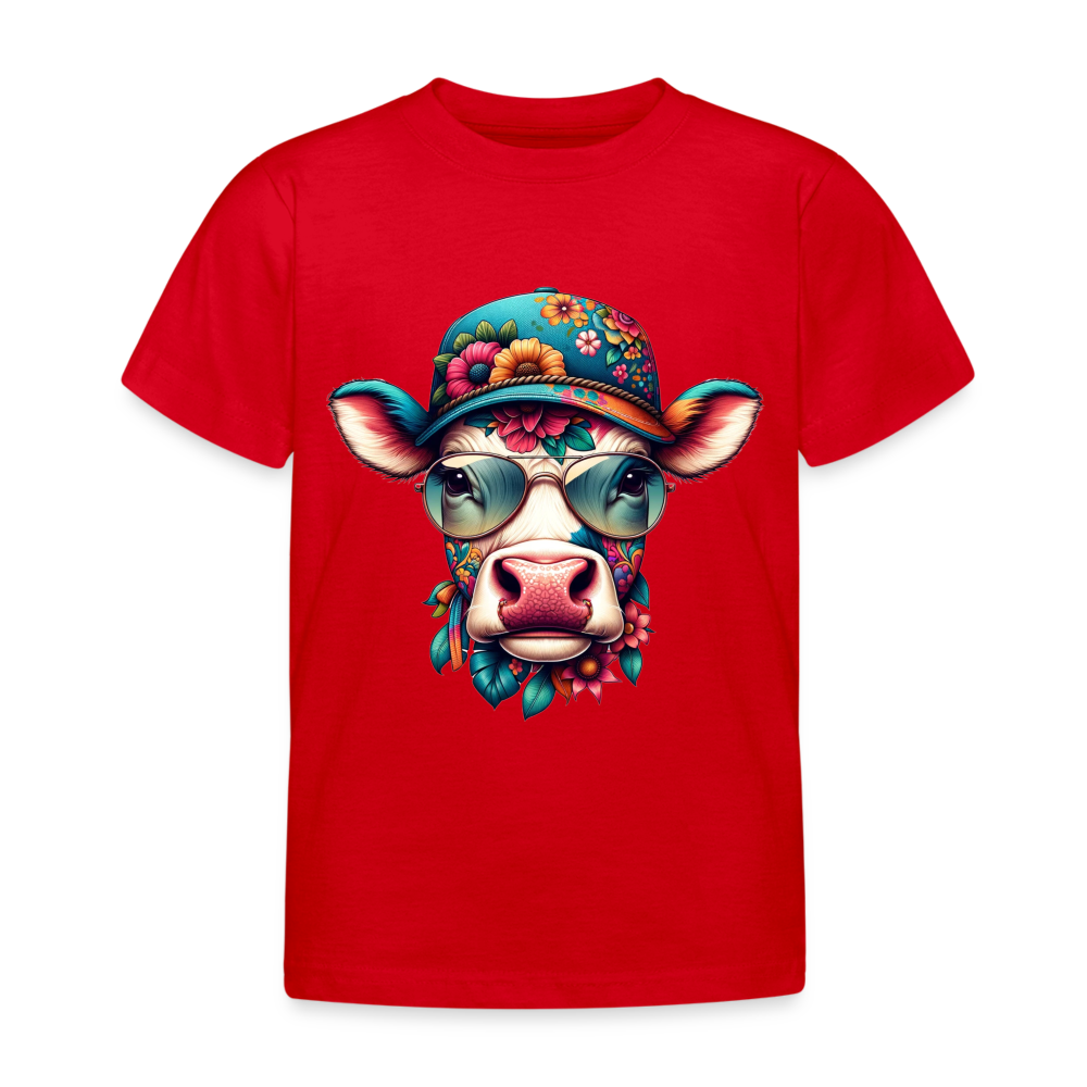 Bunte Kuh Kinder T-Shirt - Rot