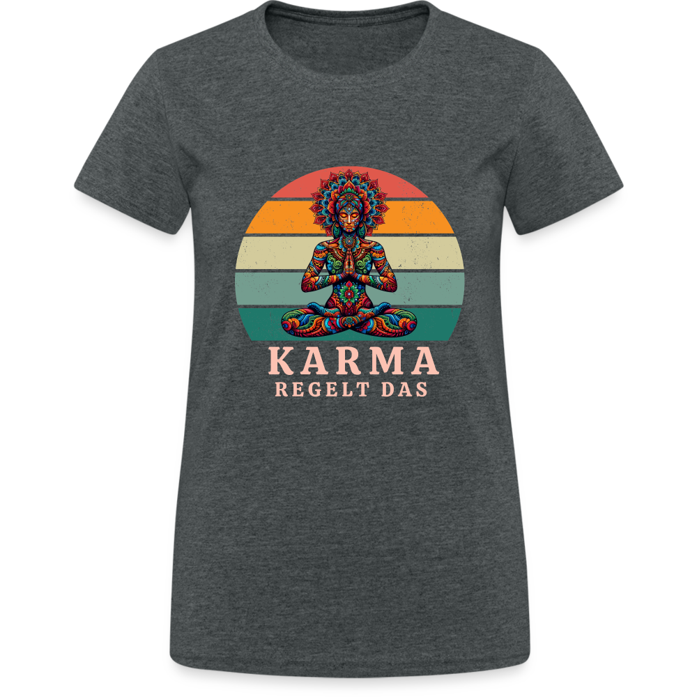 Karma regelt das Damen T-Shirt - Dunkelgrau meliert
