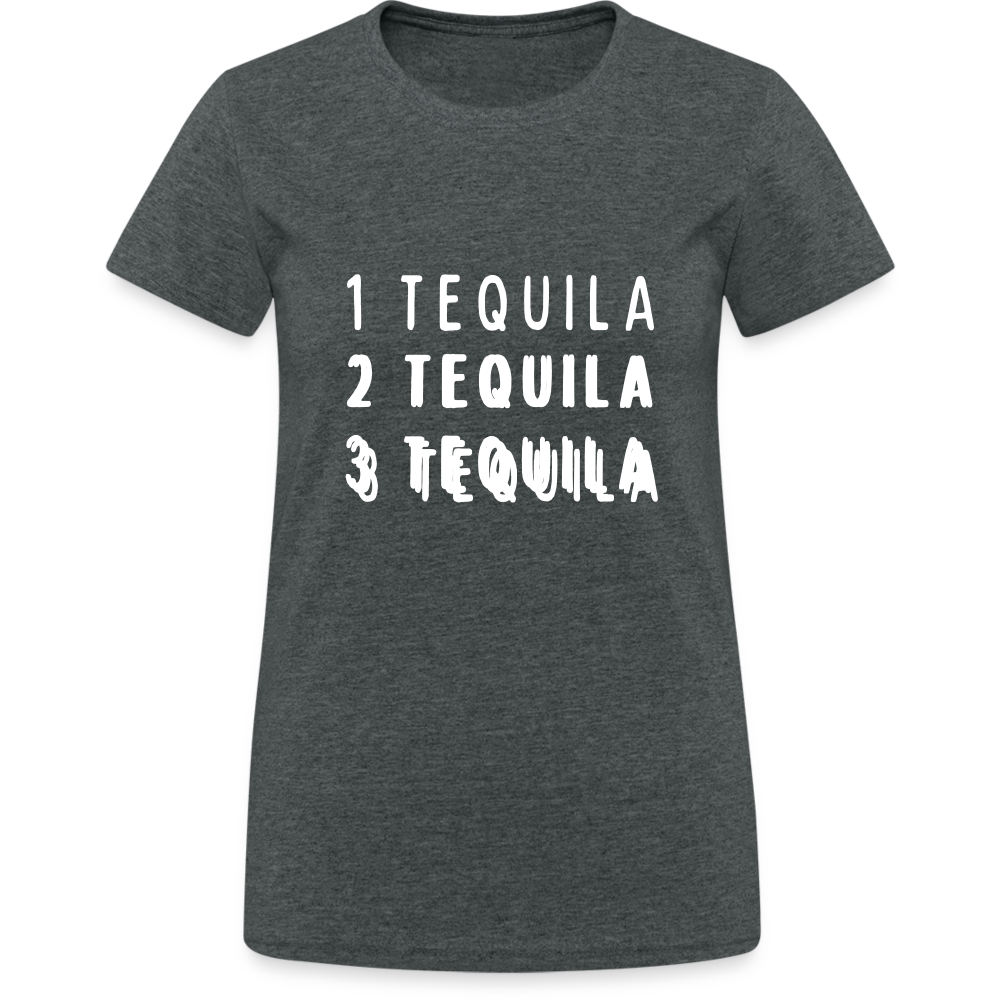 1 Tequila 2 Tequila 3 Tequila Damen T-Shirt - Dunkelgrau meliert