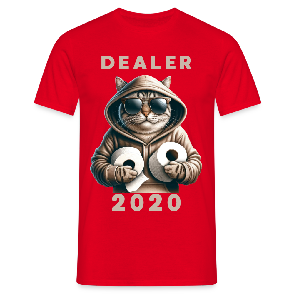 Dealer 2020 Katze mit Hoodie und Toilettenpapier-Rollen Herren T-Shirt - Rot
