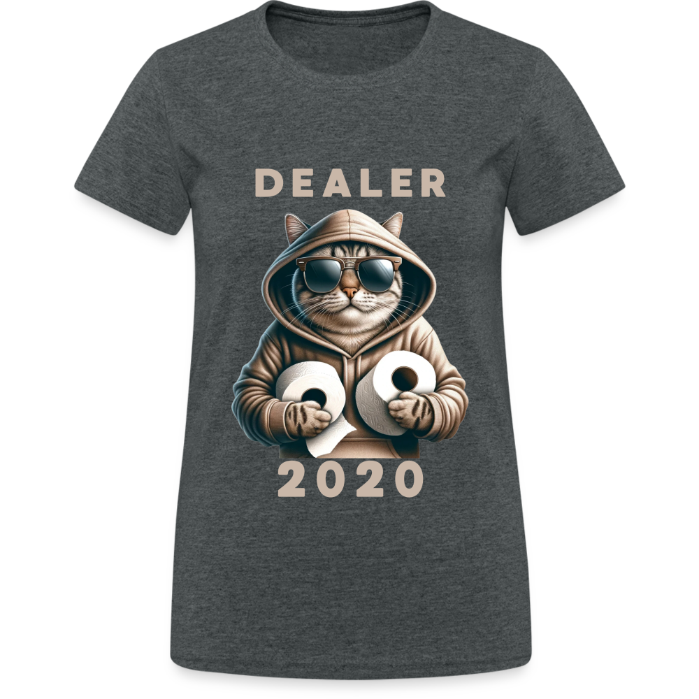 Dealer 2020 Katze mit Hoodie und Toilettenpapier-Rollen Damen T-Shirt - Dunkelgrau meliert