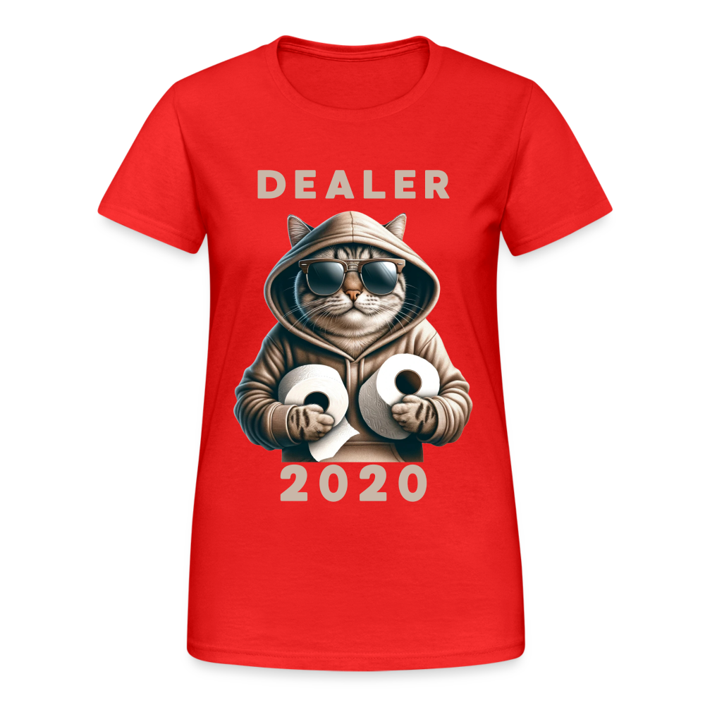 Dealer 2020 Katze mit Hoodie und Toilettenpapier-Rollen Damen T-Shirt - Rot