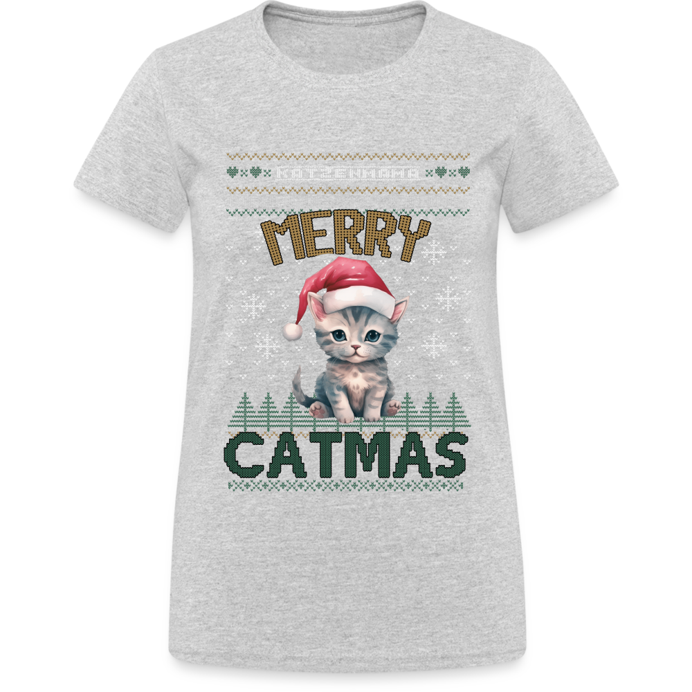Merry Catmas Kitty Damen T-Shirt - Grau meliert