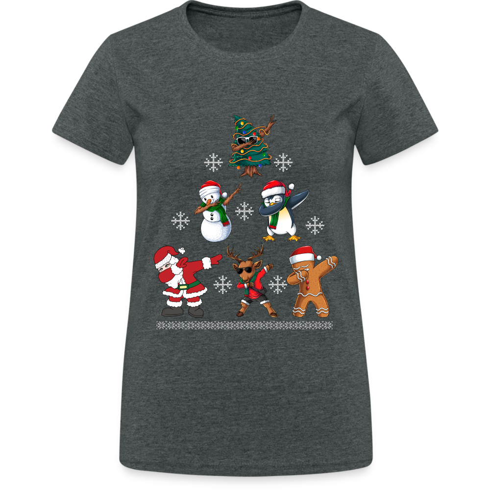 Dabbing Weihnachtszauber Damen T-Shirt - Dunkelgrau meliert