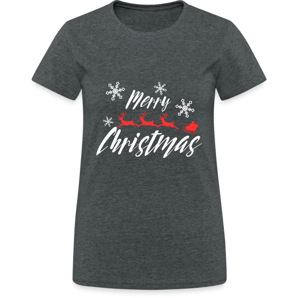 Merry Christmas Sleigh Spirit Damen T-Shirt - Dunkelgrau meliert