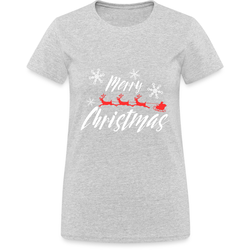 Merry Christmas Sleigh Spirit Damen T-Shirt - Grau meliert