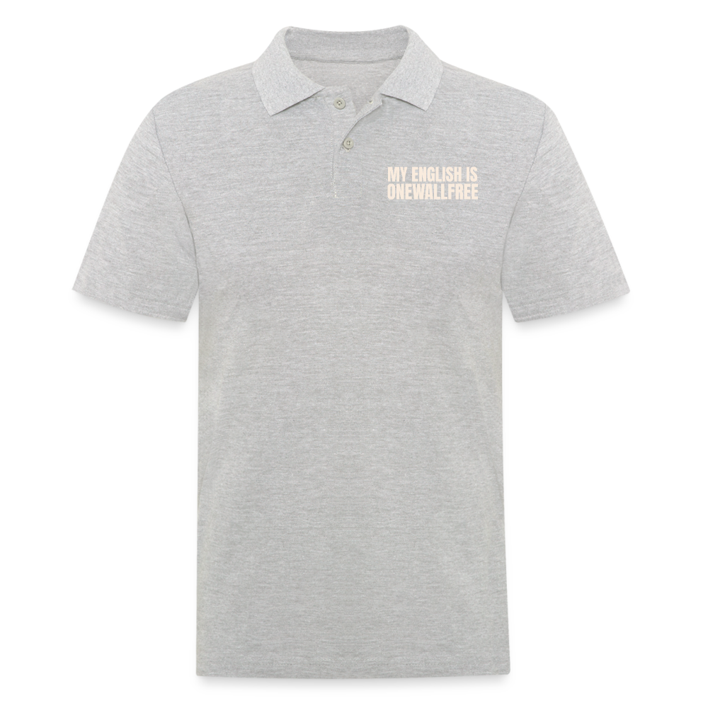 My English is onewallfree Denglish Herren Poloshirt - Grau meliert