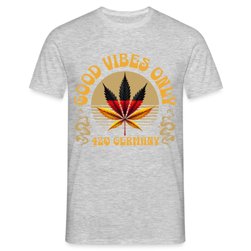 Good vibes only Cannabis 420 Germany Herren T-Shirt - Grau meliert