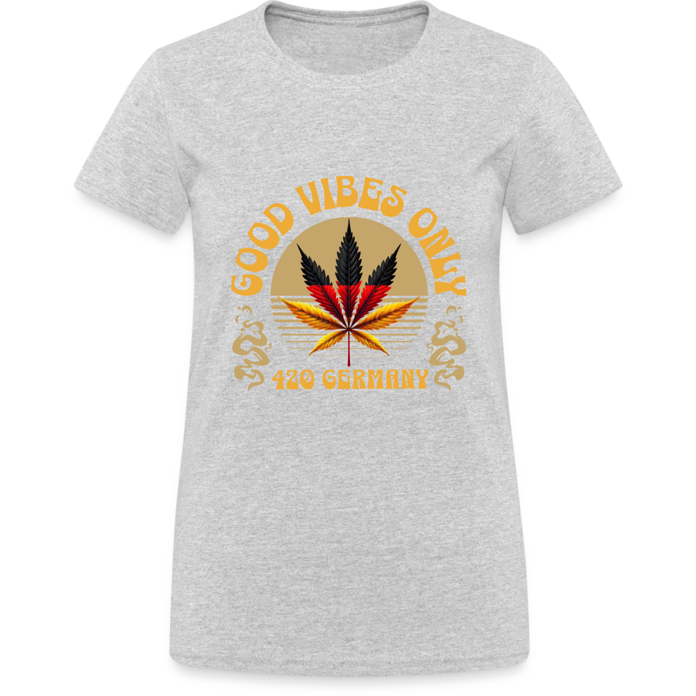 Good vibes only Cannabis 420 Germany Damen T-Shirt - Grau meliert