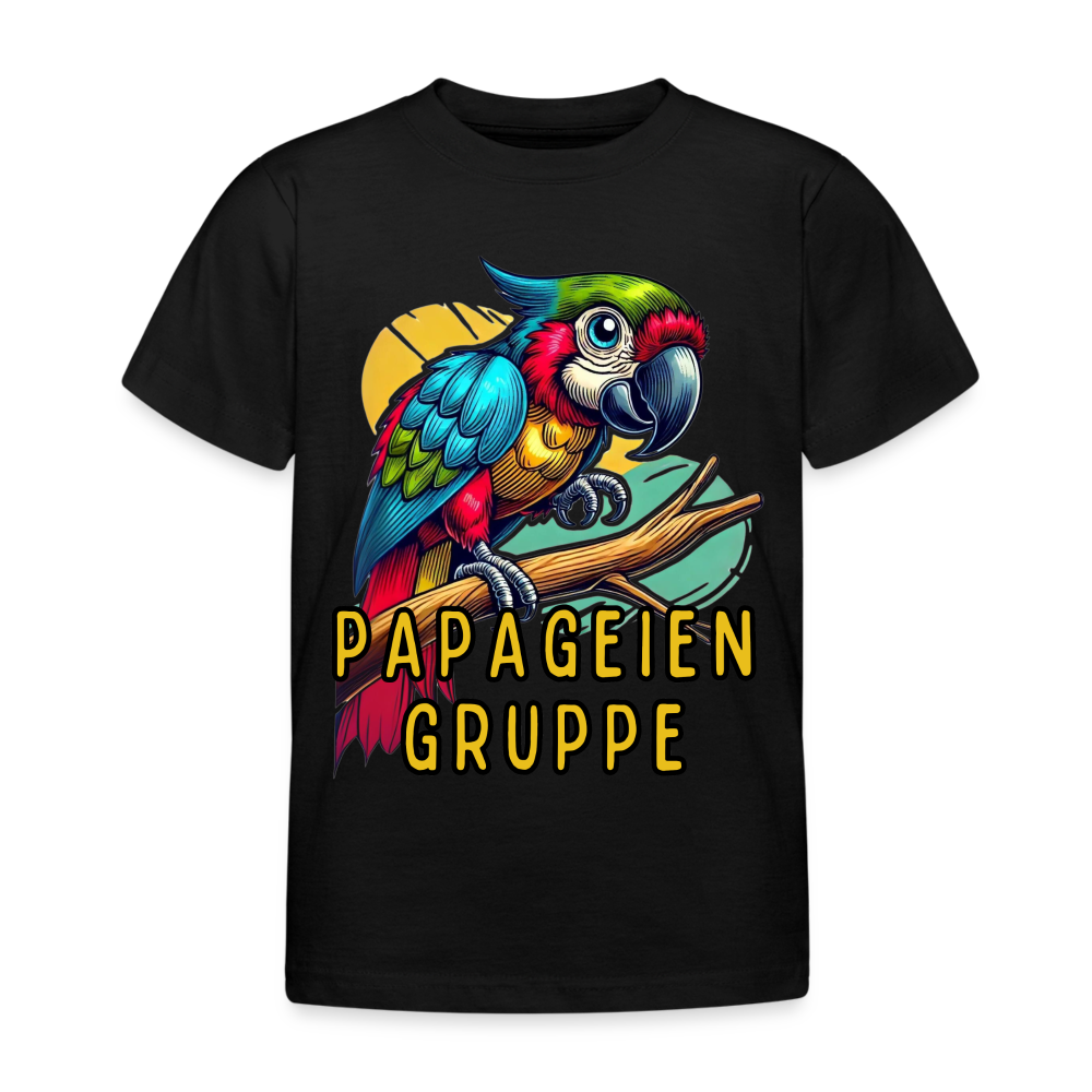 Papageiengruppe Kinder T-Shirt - Schwarz