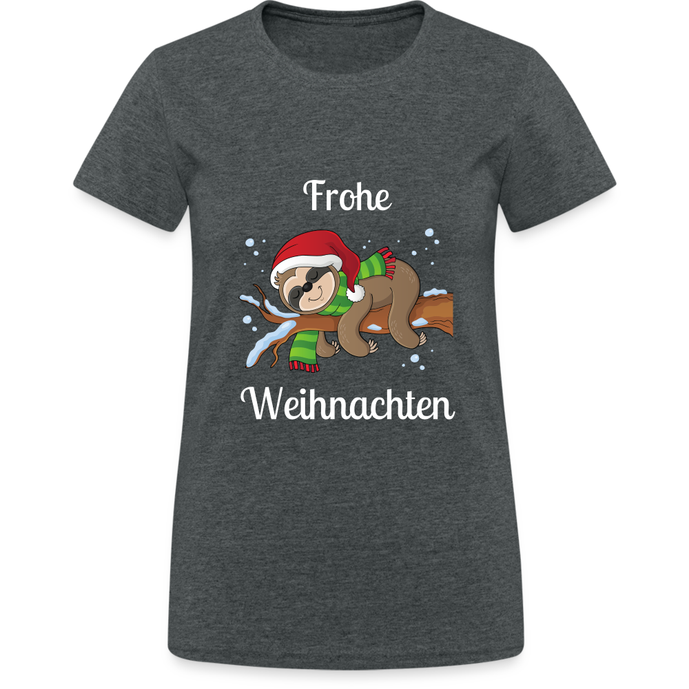 Frohe Weihnachten Ruhendes Festtagsfaultier Damen T-Shirt - Dunkelgrau meliert