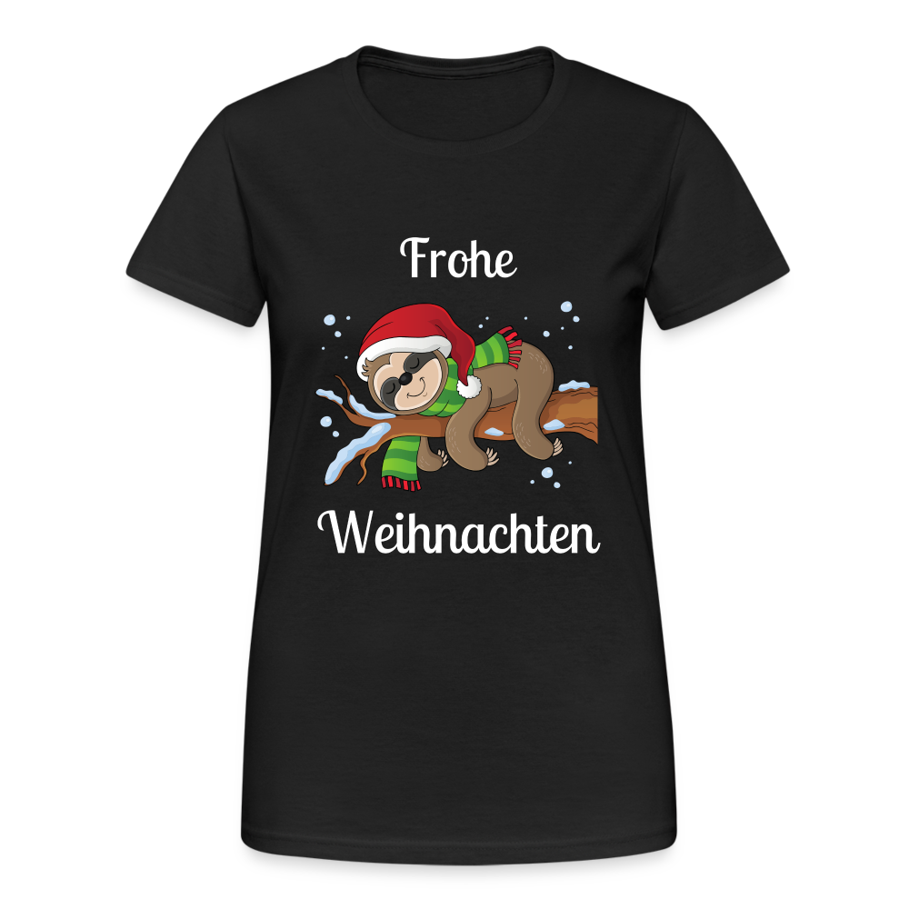 Frohe Weihnachten Ruhendes Festtagsfaultier Damen T-Shirt - Schwarz