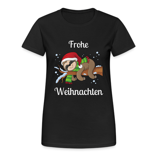 Frohe Weihnachten Ruhendes Festtagsfaultier Damen T-Shirt - Schwarz