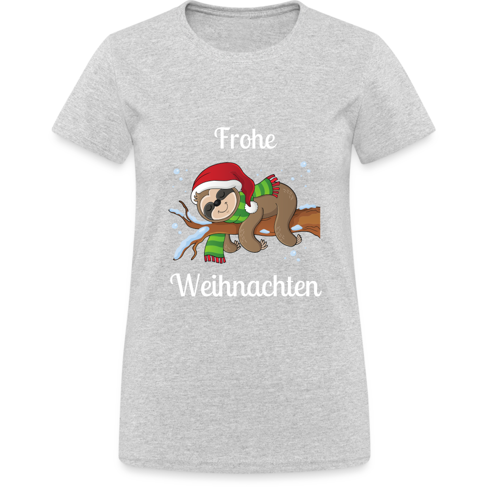 Frohe Weihnachten Ruhendes Festtagsfaultier Damen T-Shirt - Grau meliert