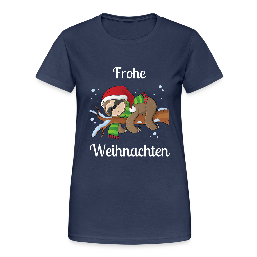 Frohe Weihnachten Ruhendes Festtagsfaultier Damen T-Shirt - Navy