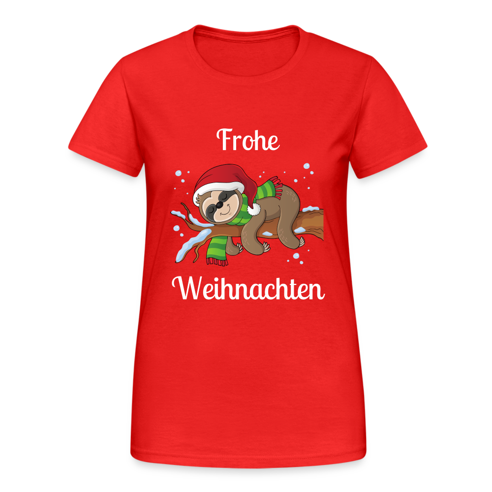 Frohe Weihnachten Ruhendes Festtagsfaultier Damen T-Shirt - Rot