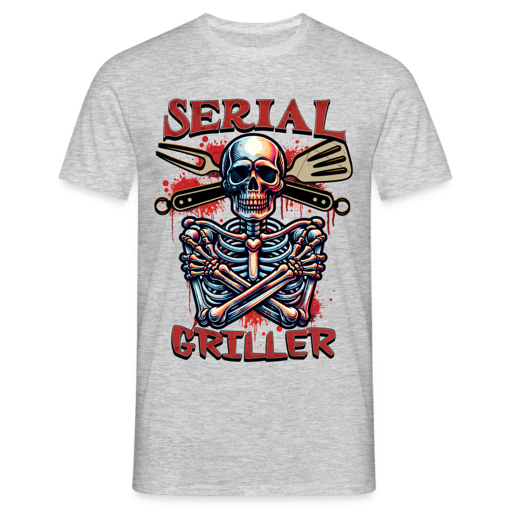 Serial Griller Skull Herren T-Shirt - Grau meliert