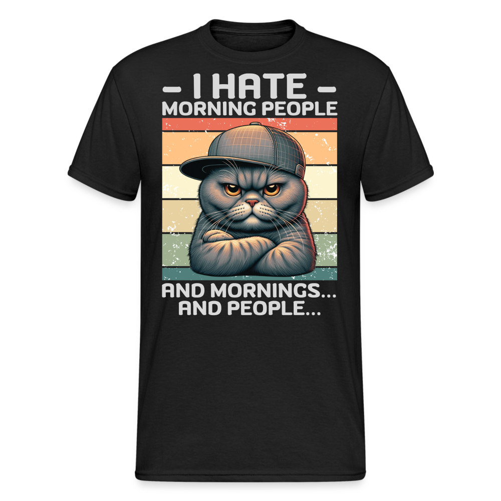 I hate morning people and mornings and people Katze Herren T-Shirt - Schwarz