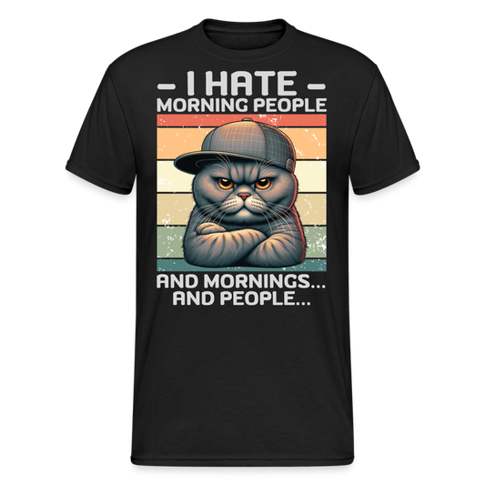 I hate morning people and mornings and people Katze Herren T-Shirt - Schwarz