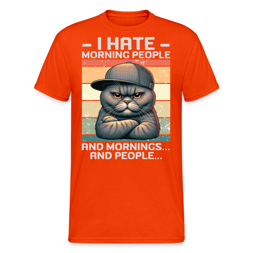 I hate morning people and mornings and people Katze Herren T-Shirt - kräftig Orange