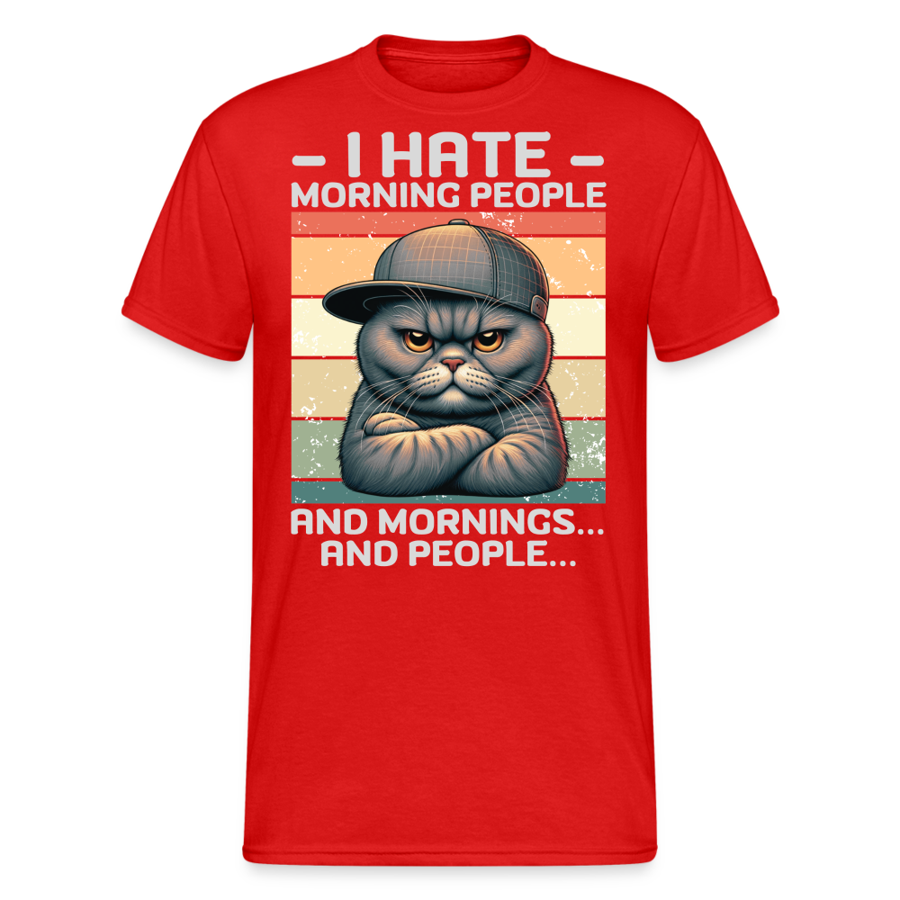 I hate morning people and mornings and people Katze Herren T-Shirt - Rot