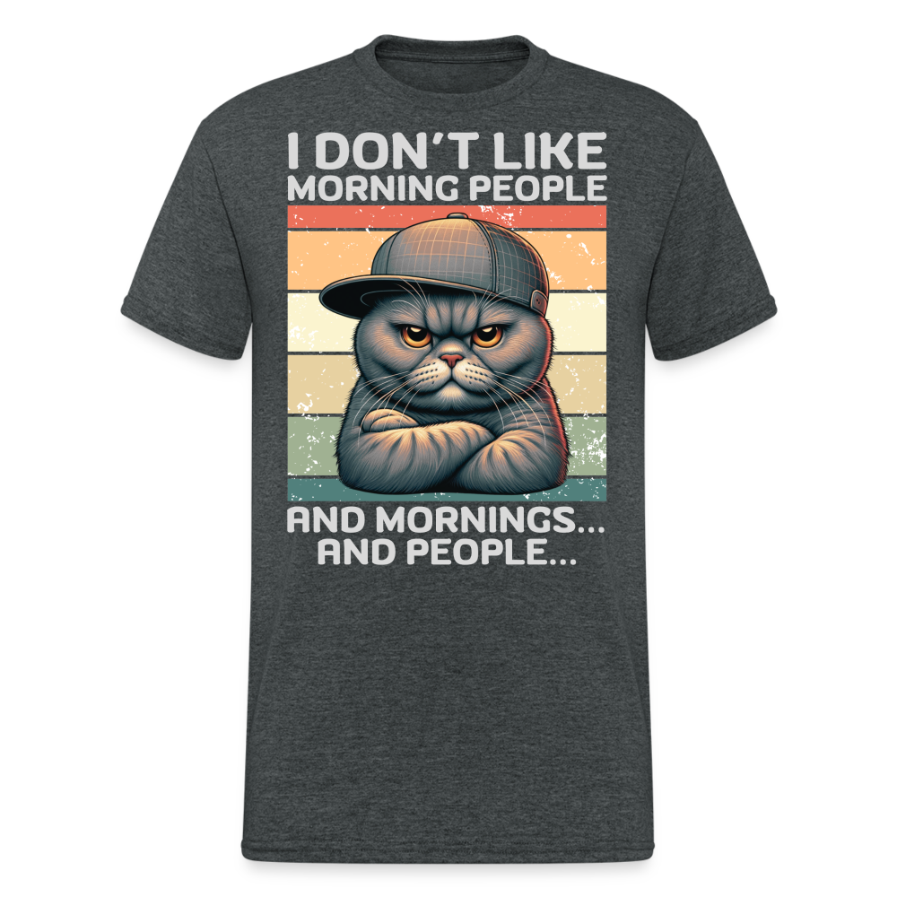 I don't like morning people and mornings and people Katze Herren T-Shirt - Dunkelgrau meliert