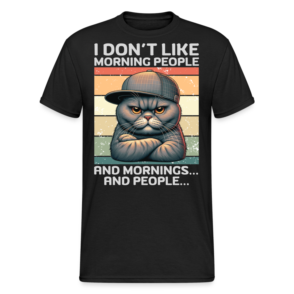 I don't like morning people and mornings and people Katze Herren T-Shirt - Schwarz