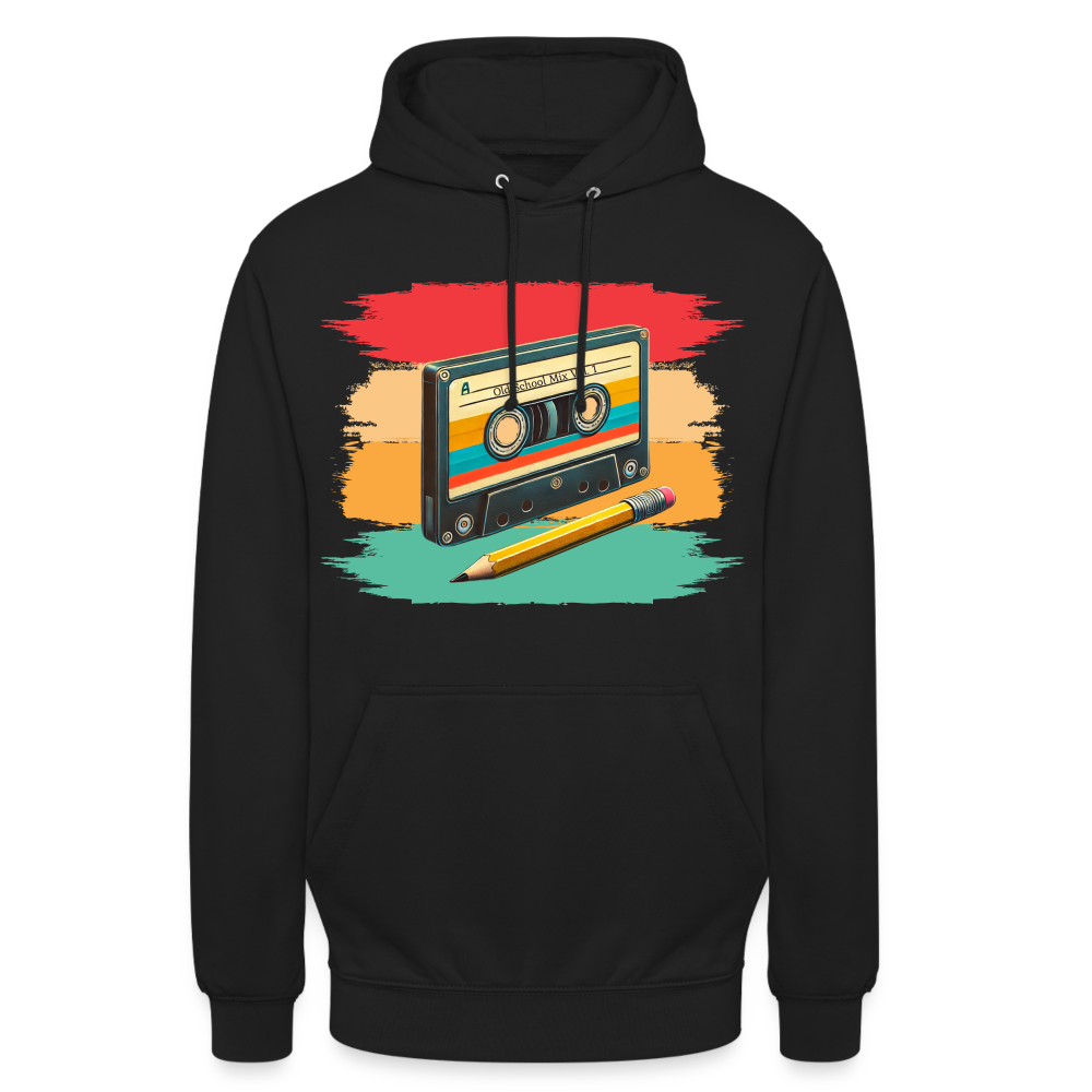 Retro Kassette und Bleistift Unisex Hoodie - Schwarz