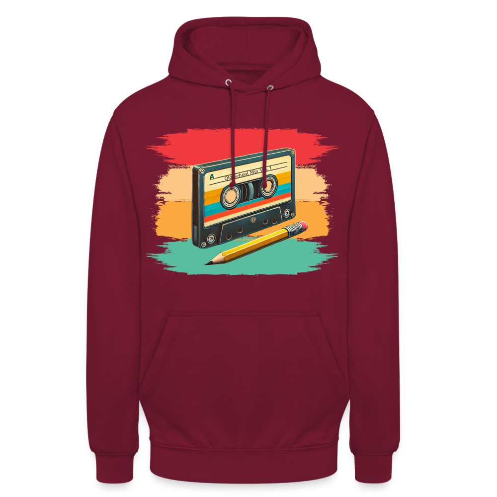 Retro Kassette und Bleistift Unisex Hoodie - Bordeaux