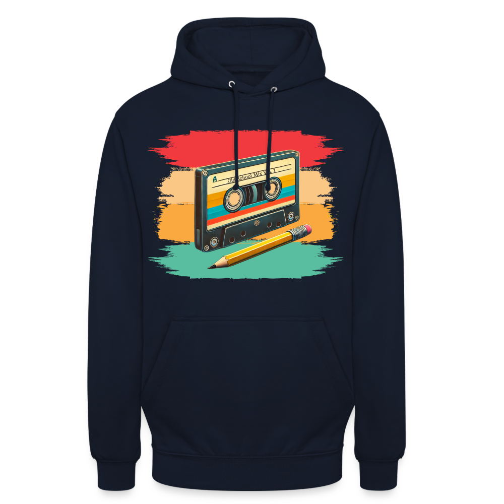 Retro Kassette und Bleistift Unisex Hoodie - Navy