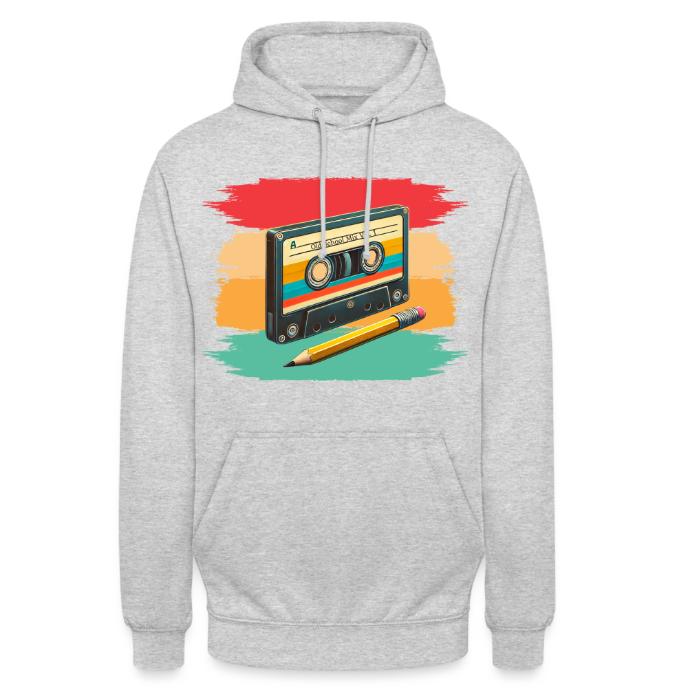 Retro Kassette und Bleistift Unisex Hoodie - Hellgrau meliert