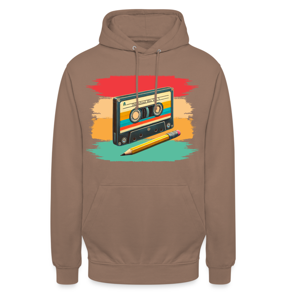 Retro Kassette und Bleistift Unisex Hoodie - Mokka