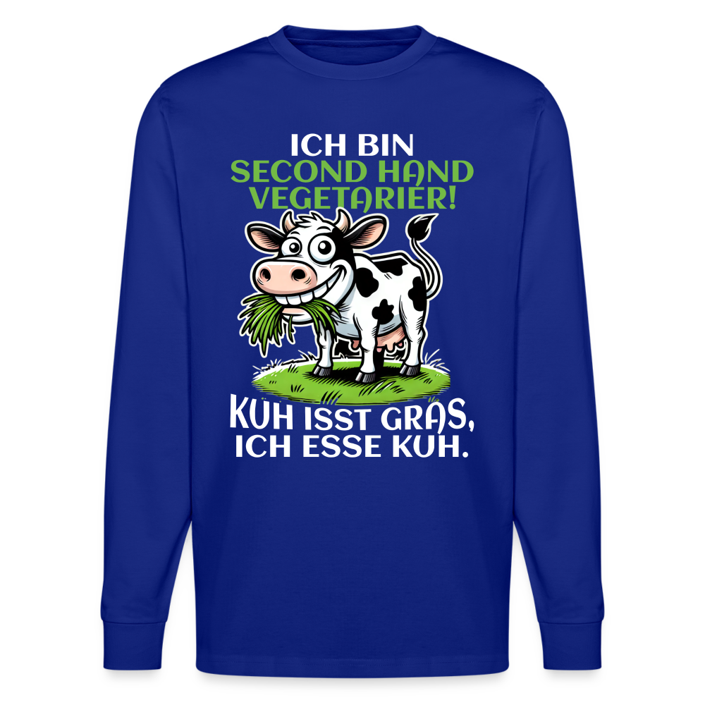 Ich bin Second Hand Vegetarier Kuh isst Gras ich esse Kuh Unisex Bio-Langarmshirt Stanley/Stella - Königsblau